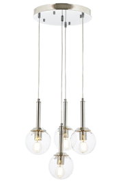 Opviq AV-1781-4KT Lámpara de araña cromada con tapa de cristal